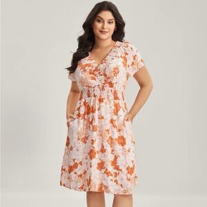 BloomChic Orange and White Floral Dress. Size-XL